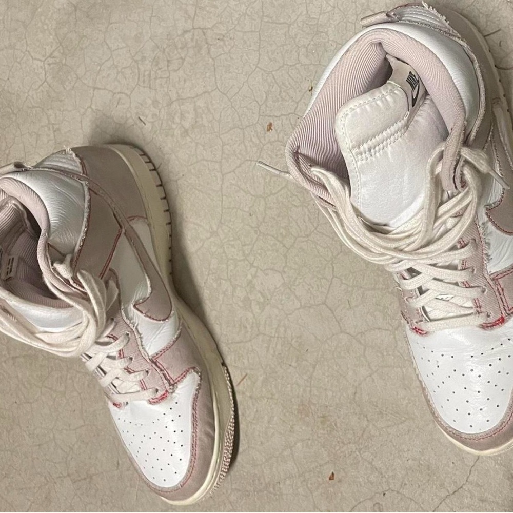 Nike Women's White and Pink High-Top Sneakers